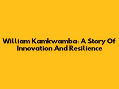 William Kamkwamba: A Story Of Innovation And Resilience
