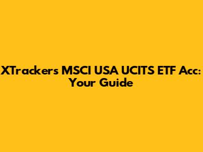 XTrackers MSCI USA UCITS ETF Acc: Your Guide