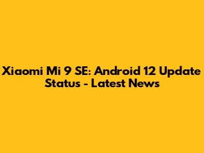 Xiaomi Mi 9 SE: Android 12 Update Status - Latest News