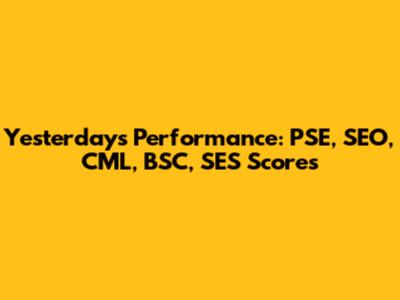 Yesterday's Performance: PSE, SEO, CML, BSC, SES Scores