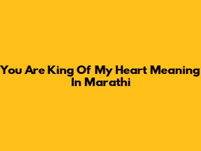 You Are King Of My Heart Meaning In Marathi