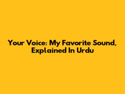 Your Voice: My Favorite Sound, Explained In Urdu