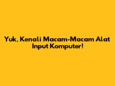 Yuk, Kenali Macam-Macam Alat Input Komputer!