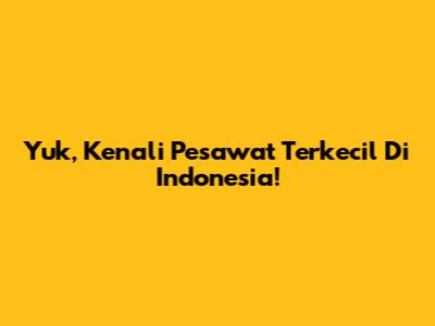 Yuk, Kenali Pesawat Terkecil Di Indonesia!