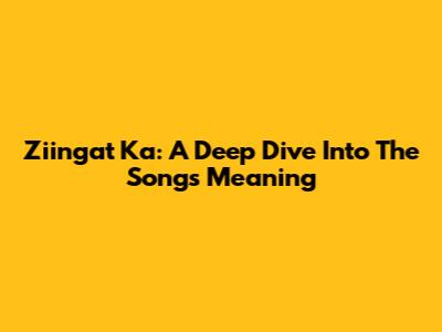 Ziingat Ka: A Deep Dive Into The Song's Meaning